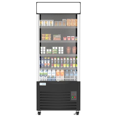 KoolMore CDA-18C-BK Open-Air Refrigerator and Grab and Go Merchandiser, Professional Display for Cafe and Commercial Food Storage, LED Lights, and Adjustable Shelves-18, 18 Cu. Ft, Black
